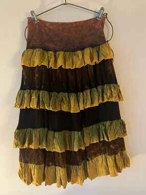 Rising International Tiered Ruffle Skirt, hand-dyed. Size M. Cotton